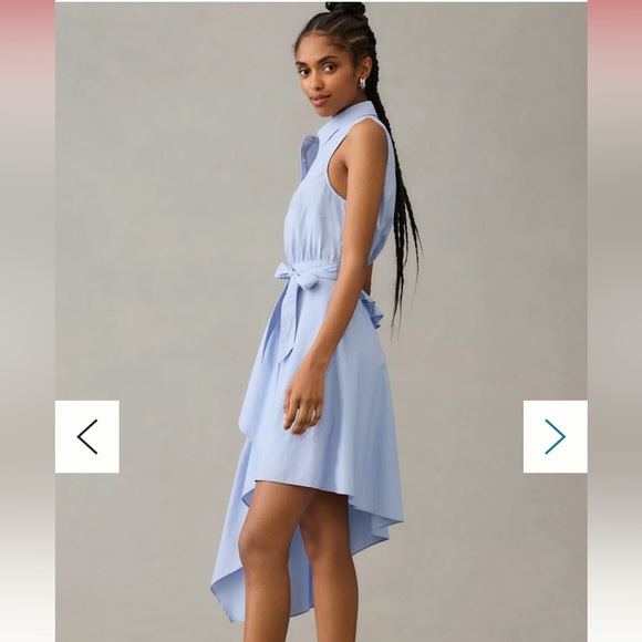 ANTHROPOLOGIE Maeve Asymmetrical Sleeveless Shirtdress - Picture 3 of 11